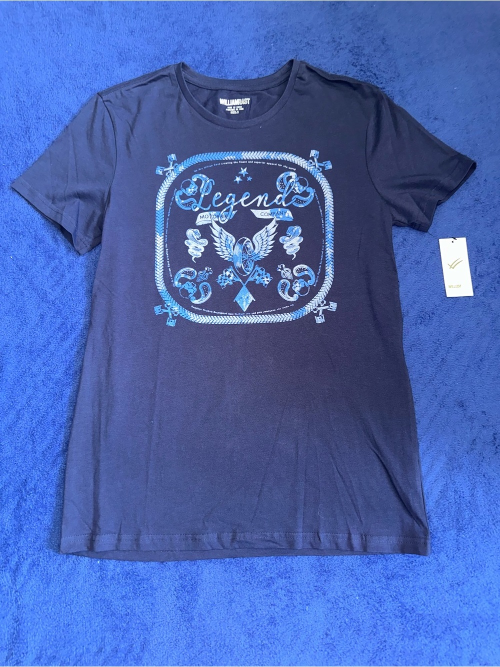 William Rast Mens Small S Navy Blue Short Sleeve Crew Neck T-Shirt NWT